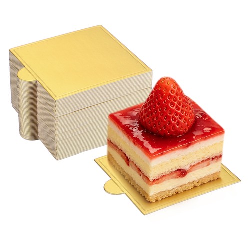 50 Pcs Mini Cake Boards, 2.8 Inch Square Mousse Cake Base, Gold - Afbeelding 1 van 7