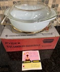 Vintage PYREX  Opal White Casserole Dish 1.5 Qt Lid & Cradle 983M Box Rare HTF
