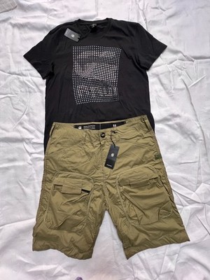 Men's G-star Raw Short Sleeve Tee and Cargo Short Tracksuit Set Size M&L