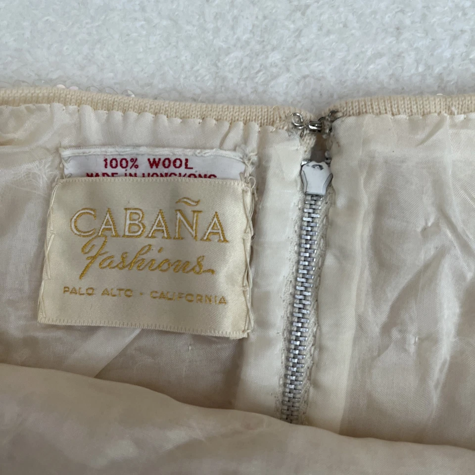 Женские винтажные 60-х блестки бисером блузка без рукавов круглый вырез 100% шерсти - Изображение 3 из 4