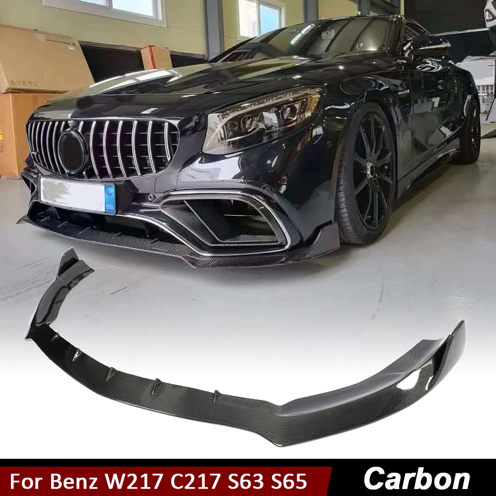 Real Carbon Front Bumper Lip Spoiler For Benz W217 C217 S63 S65 Coupe 2018-2021