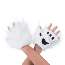 Cute Faux Fur Cat Claw Gloves Bear Fox Fursuit Paws Mittens Furry Wolf Lion A...