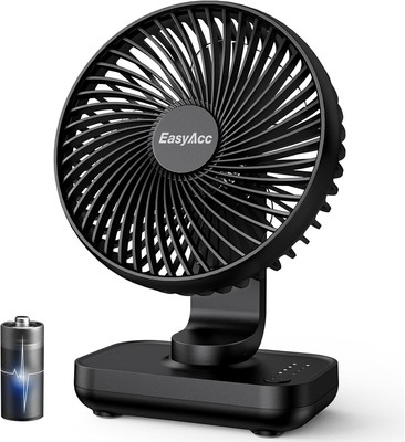 EasyAcc Tischventilator 4000 mAh Akku Batterie 4 Geschwindigkeiten Schwarz