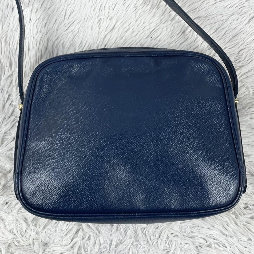 Borsa a tracolla Yves Saint Laurent logo YSL pelle blu navy usata delicatamente originale JPN.