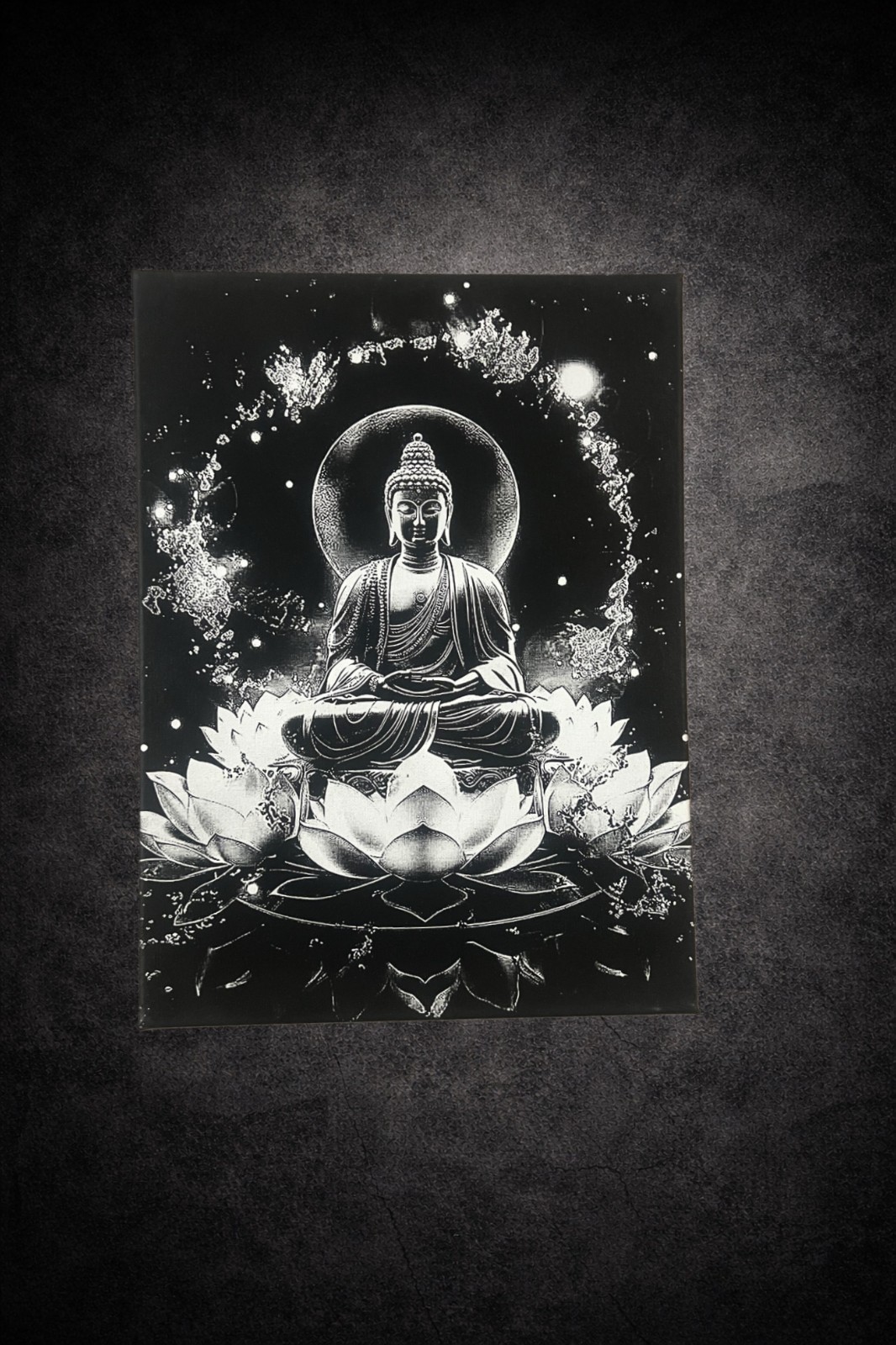 Tableau méditation lotus lumineux en toile premium 30x40