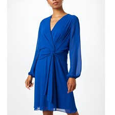 Lauren Ralph Lauren Rosslyn Twisted Front Balloon Long Sleeve Dress Royal Blue 6