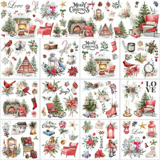 12 Sheets Christmas Rub on Transfers for Crafts and Furniture Christmas Rub on T