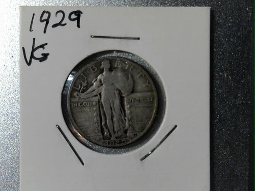 1929 D Standing Liberty  Silver Quarter VG +++ Actual Coin, not cleaned