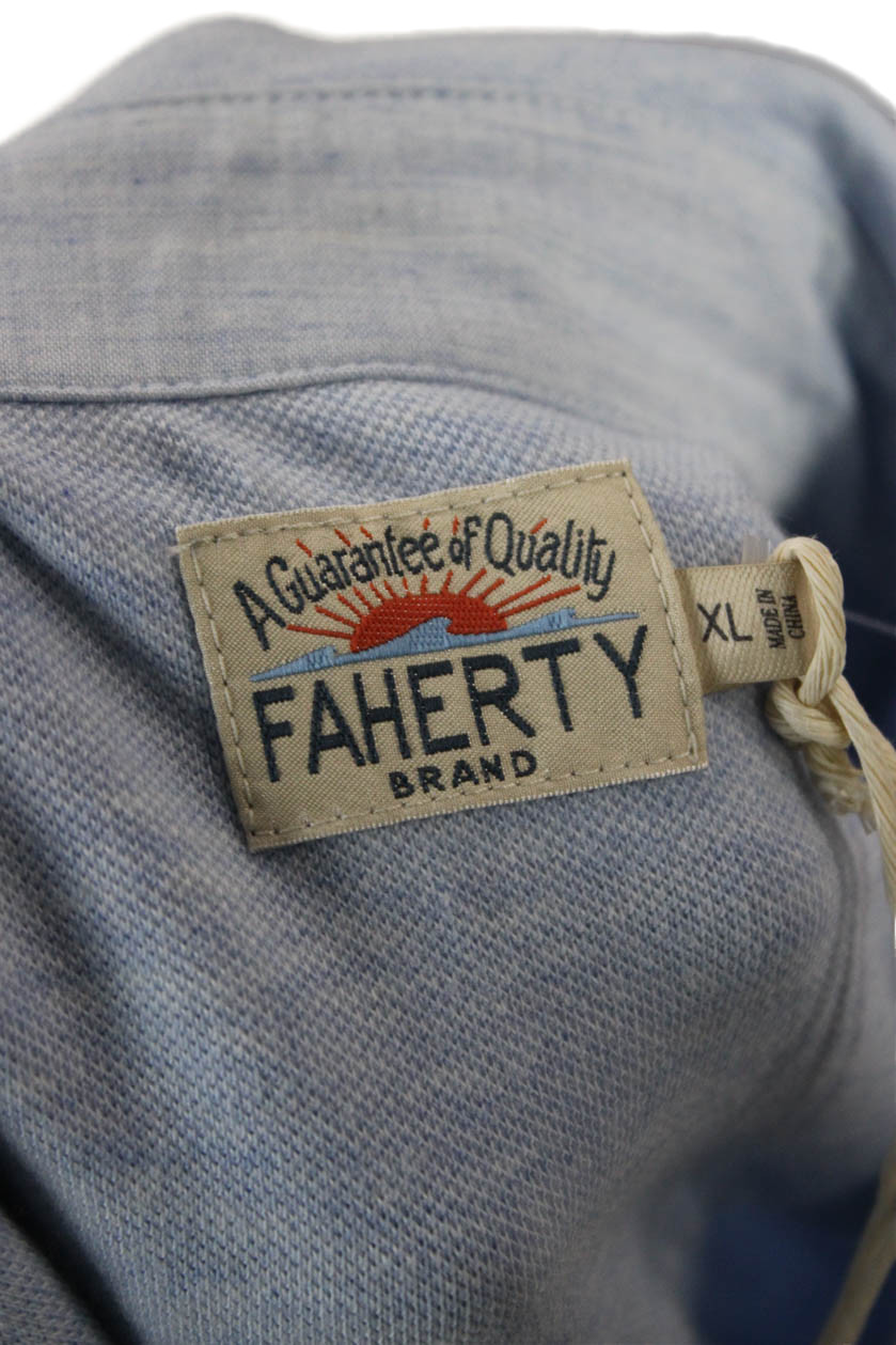 Faherty Mens Button-Down Collared Light Blue Long… - image 4