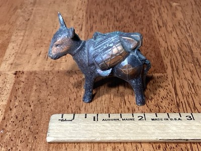 Vintage Donkey Pack Mule Figure Souvenir Copper Tone Patina 2  Gold Rush