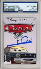 MARIO ANDRETTI DISNEY CARS MOVIE SIGNED PHOTO AUTOGRAPH PSA DNA COA PICTURE