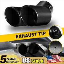 Car Rear Dual Exhaust Pipe Tail Muffler Tip Auto Accessory Replacement Black EAC