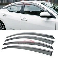 For 2020-2025 Nissan Sentra B18 Chrome Trim Smoked Window Visor Rain Guard Vent
