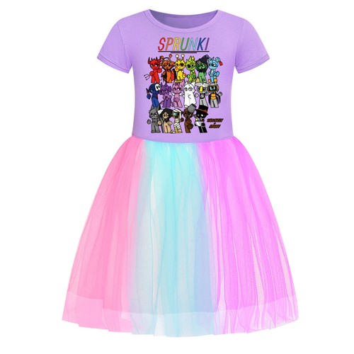 Kids Girls Sprunki Costume Rainbow Stars Tutu Skirts Birthday Party Fancy Dress - Picture 50 of 72