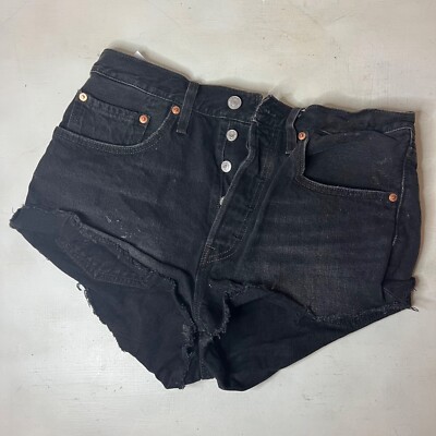 Levis Black 501 Button Fly Cut Off Jean Short Shorts High Rise
