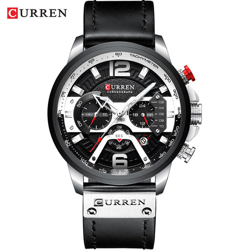 CURREN Chronograph Watches for Men Top Brand Military Leather