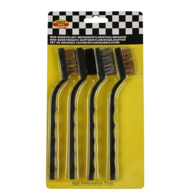 4 Mini Metallbürsten 17cm Kupfer Nylon Stahl Reinigung Polieren Präzision