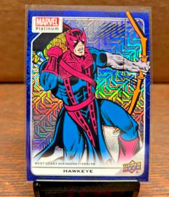 2022 Upper Deck Marvel Platinum High Series Blue Traxx 328/499 Hawkeye #105