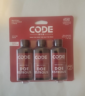 Code Red 3- Pack Attractant Deer Estrous Doe Whitetail 2 Fl Oz Bottles OA1376