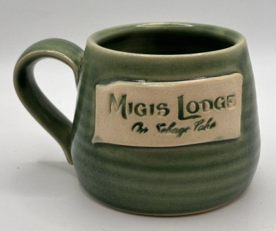 Migis Lodge at Sebago Lake Wardell Pottery Hand Thrown Mug Green