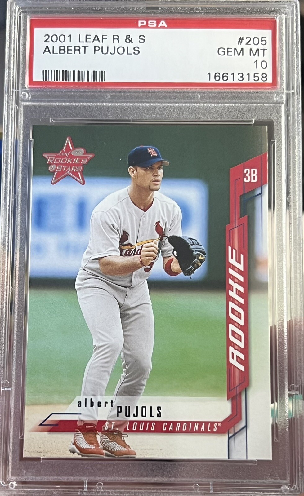 2001 Leaf Rookies and Stars Albert Pujols Rookie RC #205 PSA 10 Gem Mint POP 26