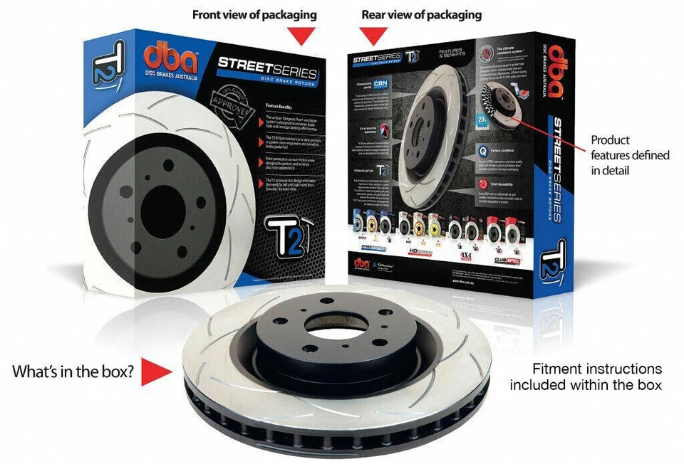 DBA Slotted Front Brake Rotors for Mitsubishi Lancer & VRX CJ & EVO IV (CJ CN9A) - Image 2 of 3