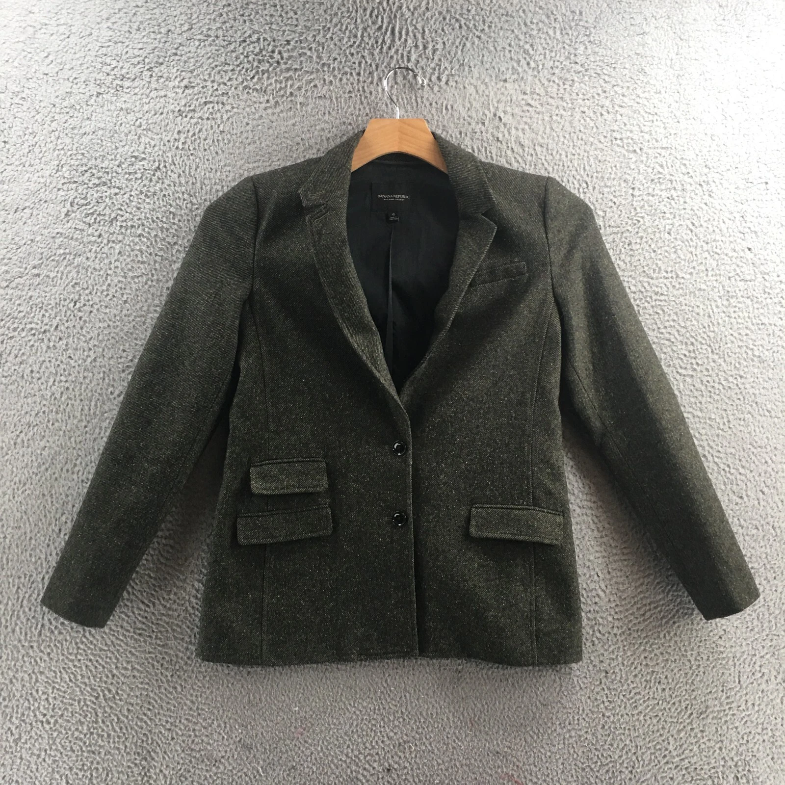 Banana Republic Blazer Jacket Mens 6 Green Wool Blend Two Button Notch Lapel