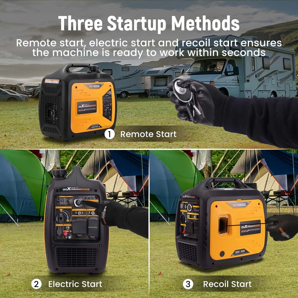 Portable Generator 5000W Peak Power Digital Display USB Outlets Remote Start - Image 3 of 4