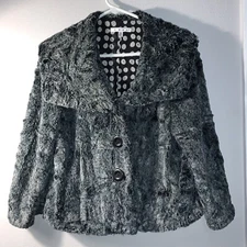 Cabi 626 Chinchilly Gray Faux Fur Jacket M