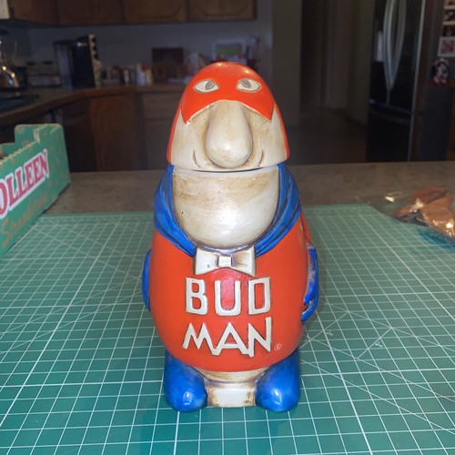 Vtg 1975 Anheuser Busch Bud Man Beer Stein Made by Ceramarte Brazil 1st series! - 第 1/7 張圖片