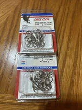 2 Packs Eagle Claw 275NA Nickel Double Open Shank Fish Hooks Size 2 10 Hooks/Pk