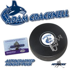 ADAM CRACKNELL Signed VANCOUVER CANUCKS Puck w/COA - 