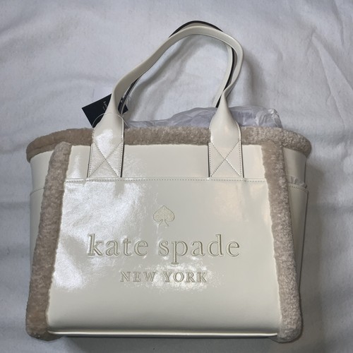 Kate Spade Women Meringue Jett Faux Shearling Large Tote / Strap Not Included - Picture 10 of 11
