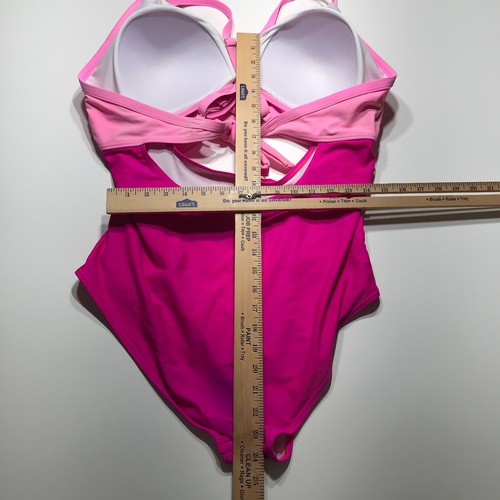 Unbranded One Piece Swimsuit Womens Size 20W Plus Pink Cut Out Ruched Bottom - Picture 9 of 10