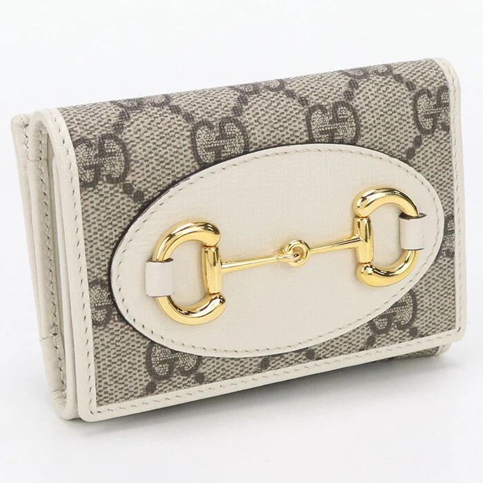 Portefeuille triple GUCCI 644462 Gucci Horsebit 1955 GG Supreme/cuir beige femme
