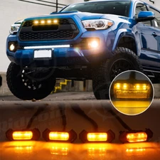 4x Raptor Style LED Amber Grille Lights Kit For Toyota Tacoma TRD Pro 2016-2023