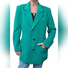 Escada Margaretha Ley Virgin Wool Emerald Green Power Blazer EU36 US4 80s 90s