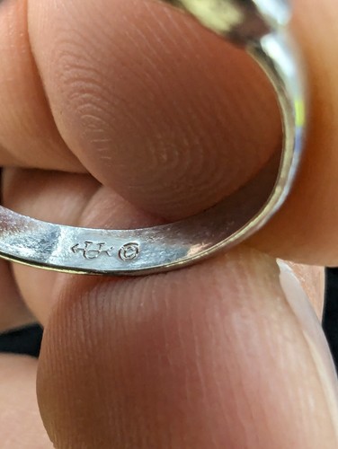 UNCAS silberfarbener türkisfarbener Ring Größe 5 Cabochon Set im geflochtenen Design Vintage - Bild 5 von 6
