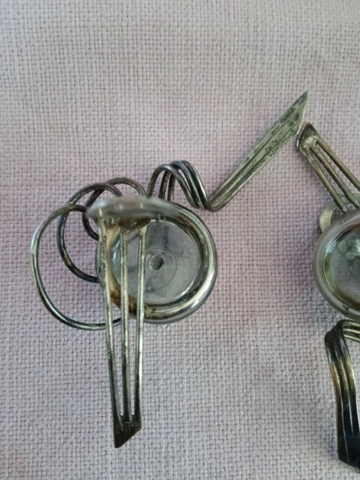orecchini con clips vintage colore argento vetro soffiato  - Immagine 3 di 3