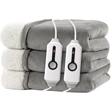 Electric Heated Blanket Queen Size 84"x90" - Dual-Sided with Microplush  She...