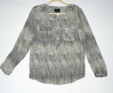 Cynthia Rowley Snake Print Blouse Women's L Large Pullover Long Sleeves