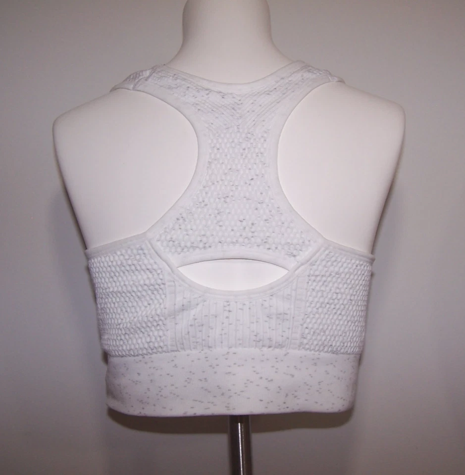 New Balance Zip Front Sports Bra, White & Heater Gray, Removeable Pads Size XL - Image 3 of 4