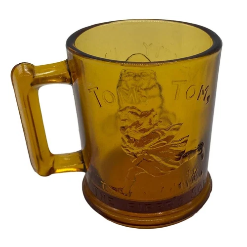 Vintage Amber Glass Mug Humpty Dumpty Tom Tom Pipers Indiana Glass EUC