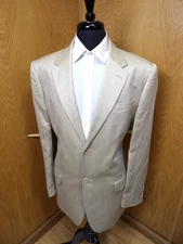 Mens Blazer Sport coat Jacket 46L Perry Ellis Silver Cream Linen & Tencil N#173