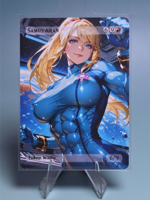 Samus Aran Waifu the Gathering, Custom Anime Waifu Metroid Trading Card