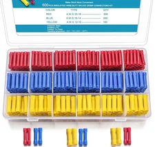 600 PCS Butt Splice Crimp Connectors Insulated Electrical Straight Wire Termi...