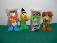 1999 Kellogg's Sesame Street 4 Mini Beans Lot Bert Ernie Oscar Sherlock