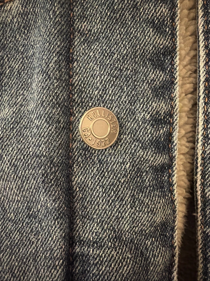 Chaqueta de mezclilla Hollister Sherpa de peso pesado Western Cowboy talla grande Abercrombie Foto 3 de 4