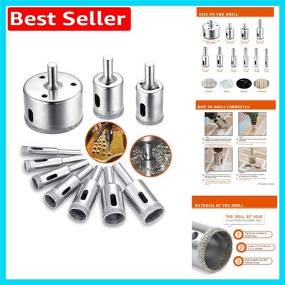 Präzisions-Diamantbohrkrone Werkzeuge für Glas und Fliesen - komplettes 10-teiliges Set