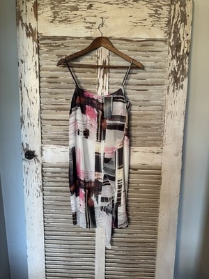 French Connection Cornell Sheer Printed Dress Neon Nectar $158 SZ 8 New W/ Tags